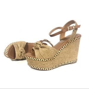 Makers Natural Beige Tan Woven Wedges Heels
